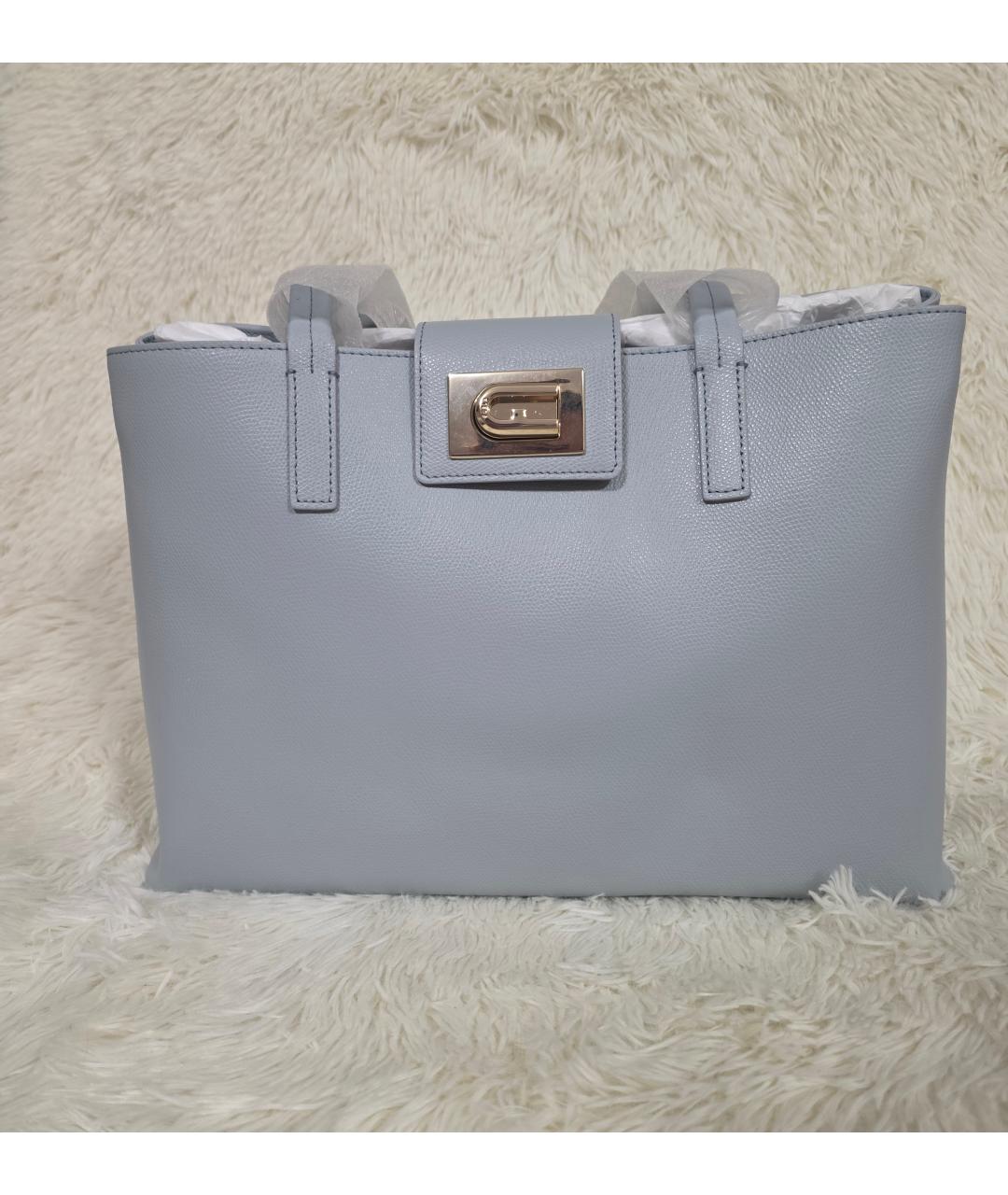 FURLA Голубая кожаная сумка тоут, фото 6