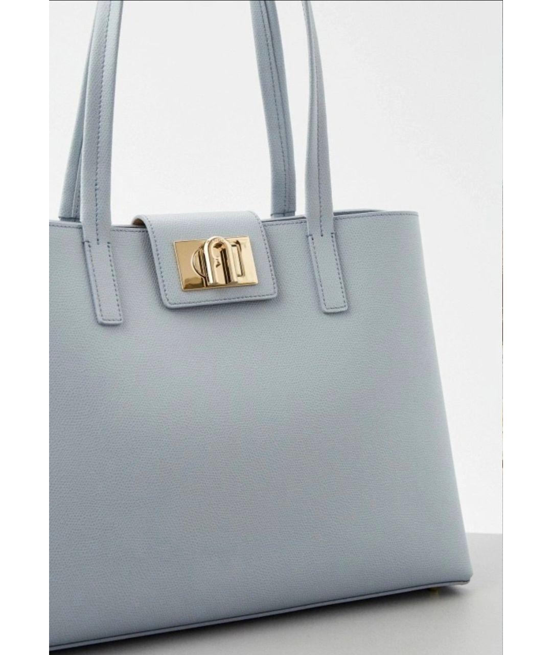 FURLA Голубая кожаная сумка тоут, фото 4