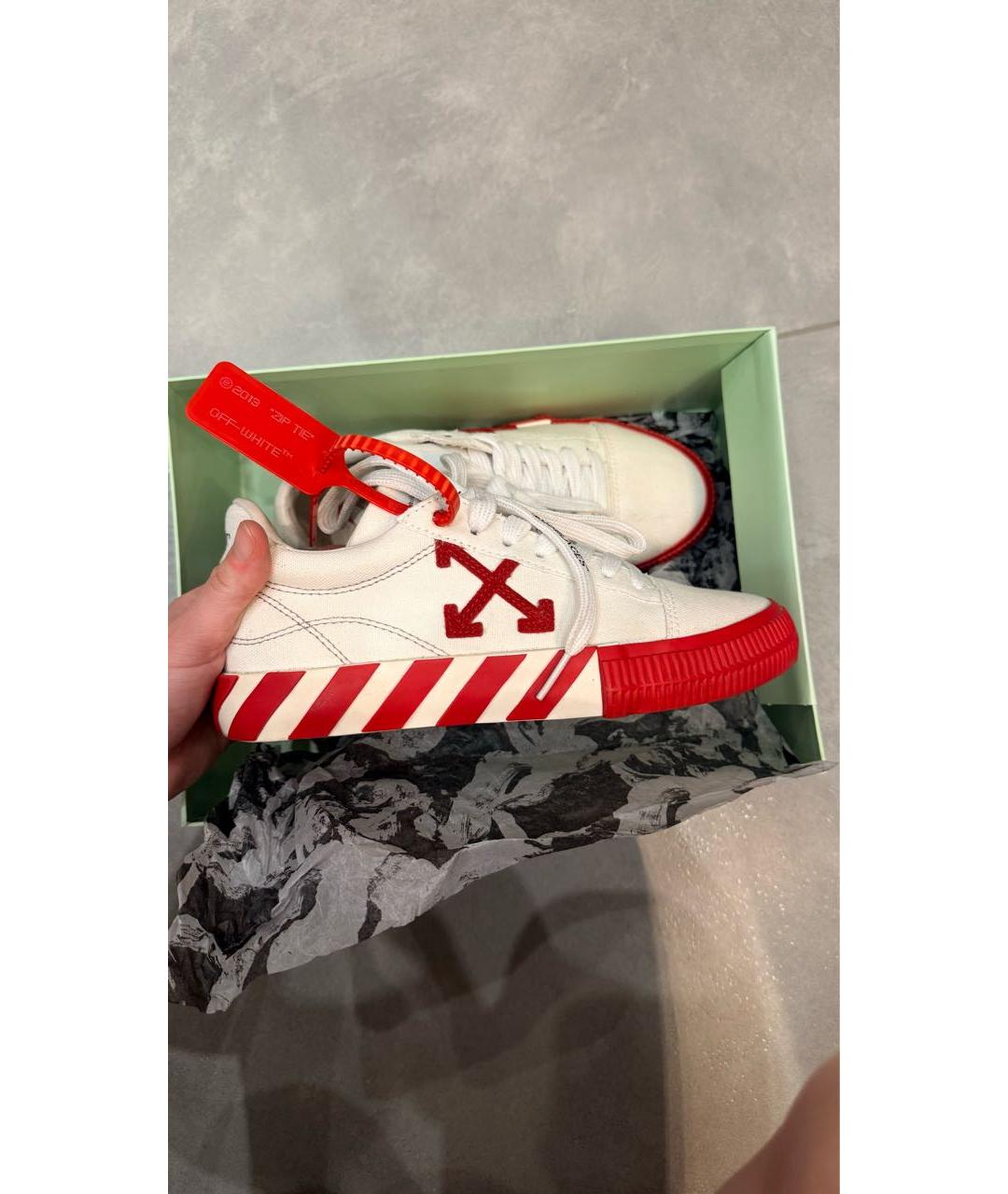 OFF-WHITE Белые текстильные кеды, фото 8