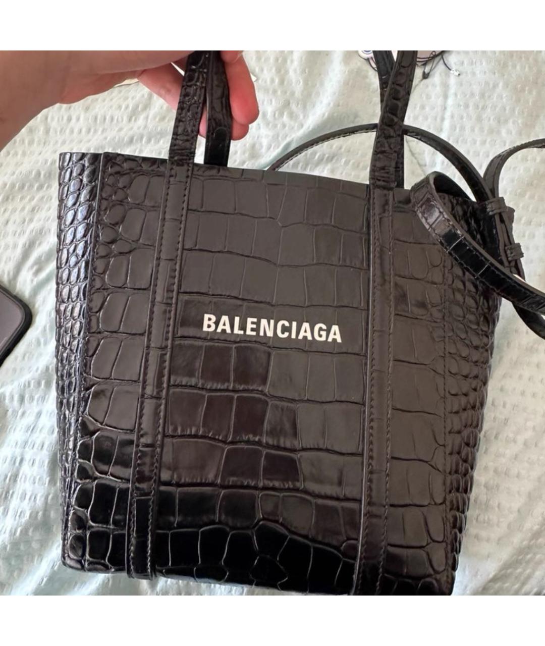 BALENCIAGA Черная кожаная сумка через плечо, фото 4