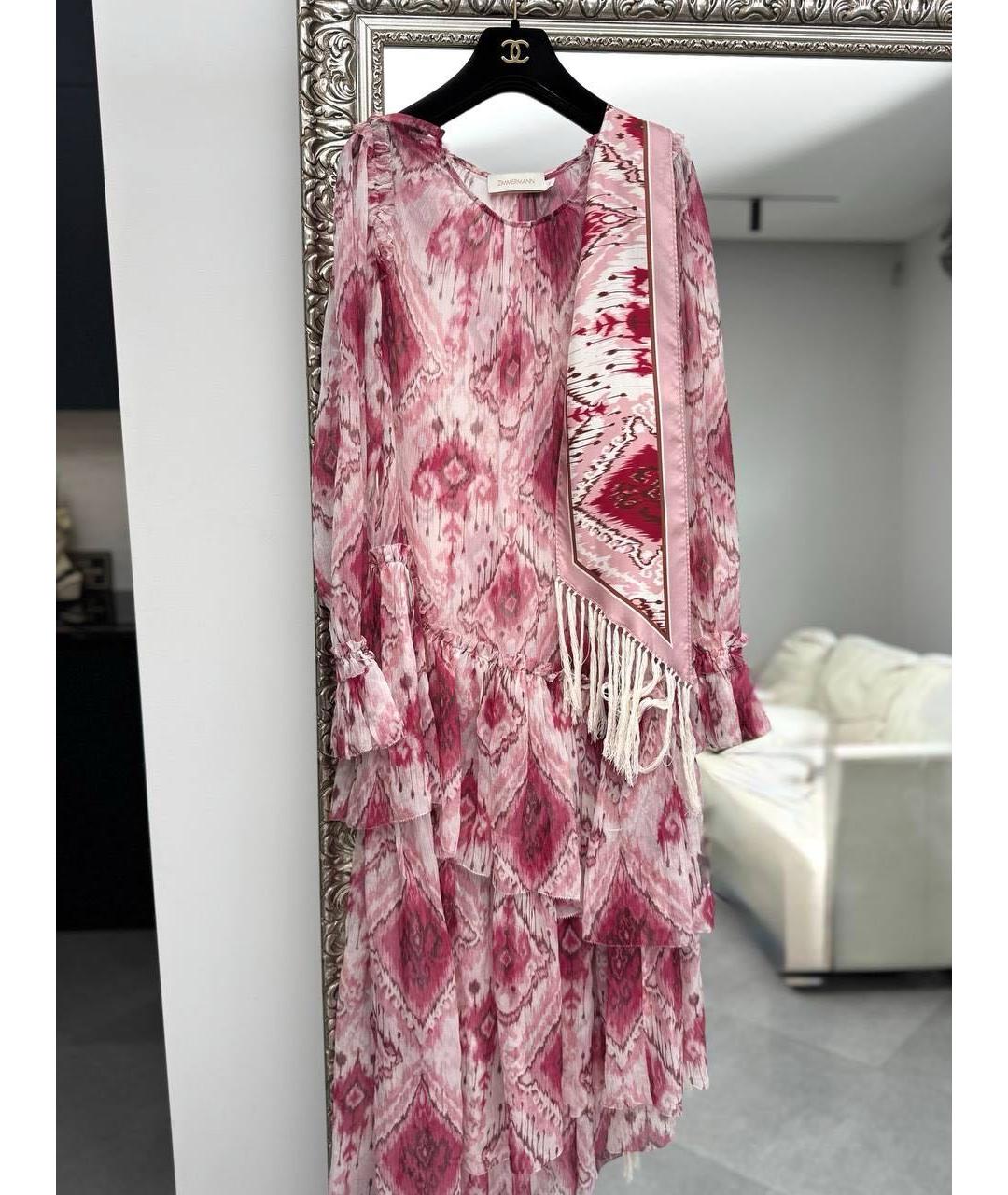 ZIMMERMANN Розовое шелковое повседневное платье, фото 7