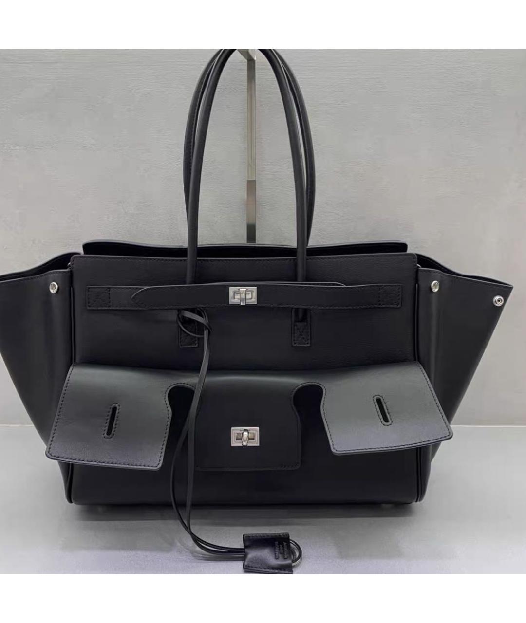BALENCIAGA Черная кожаная сумка с короткими ручками, фото 2