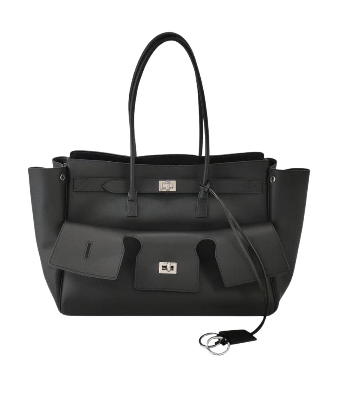 BALENCIAGA Черная кожаная сумка с короткими ручками, фото 1