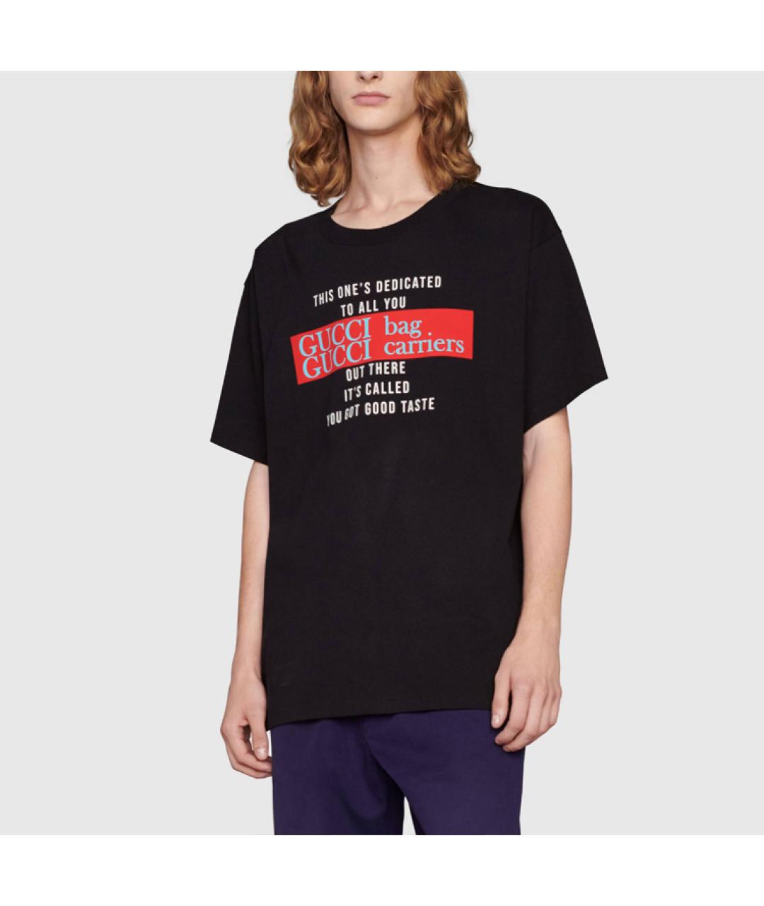 GUCCI Черная хлопковая футболка, фото 3