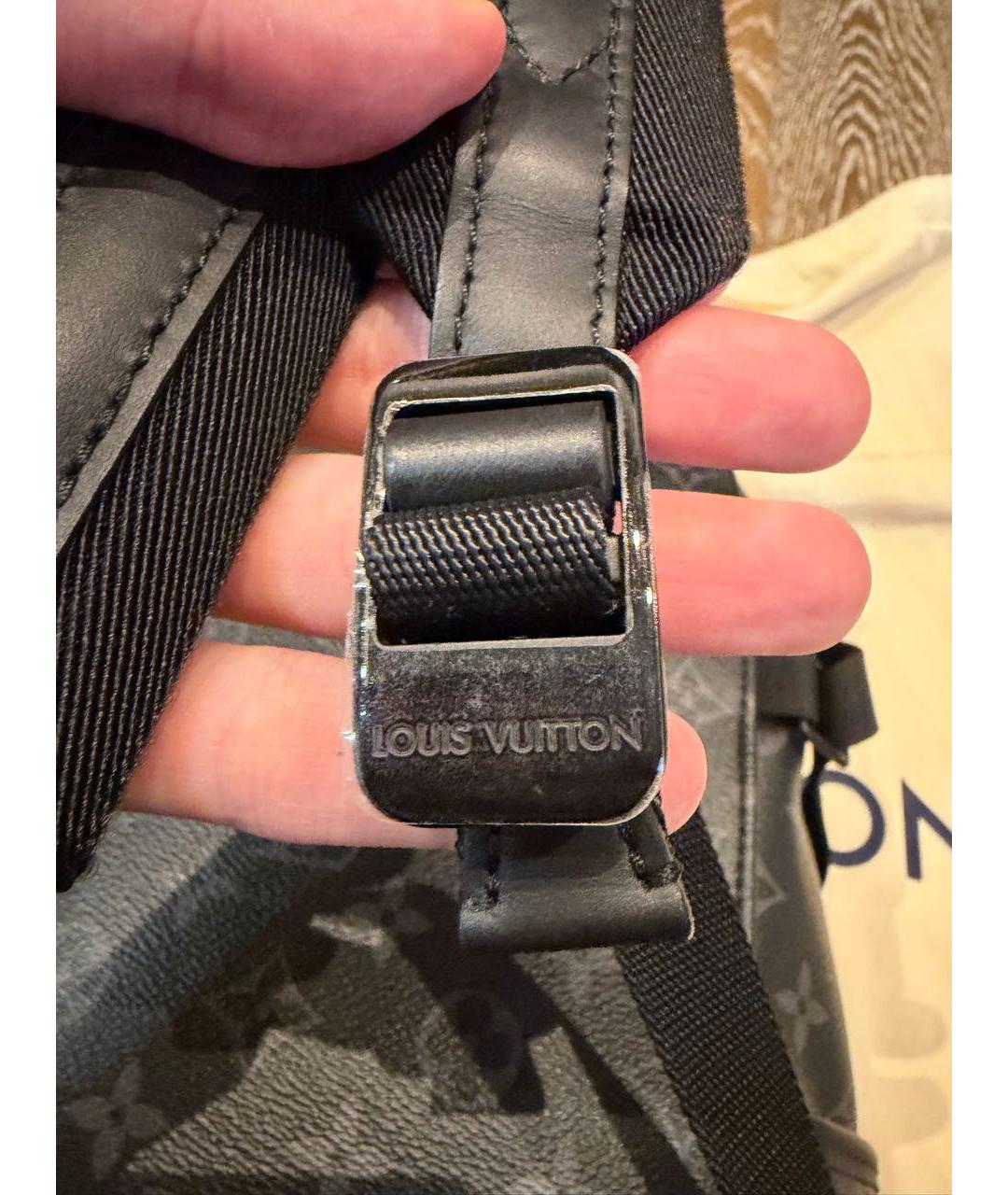 LOUIS VUITTON Черный канва рюкзак, фото 7
