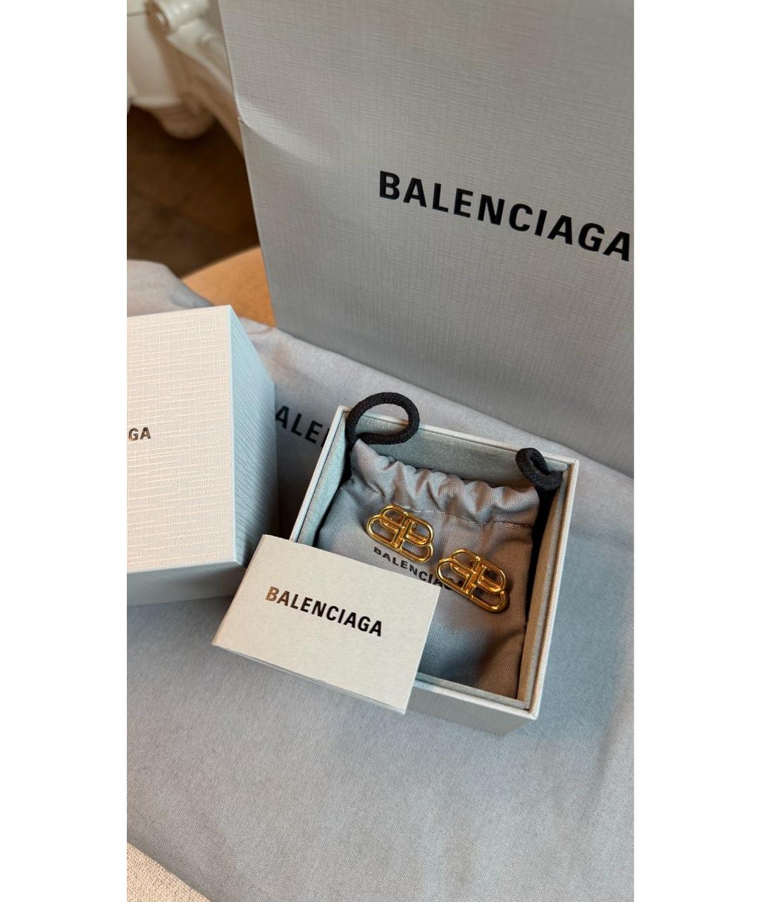 BALENCIAGA Золотые латунные серьги, фото 3