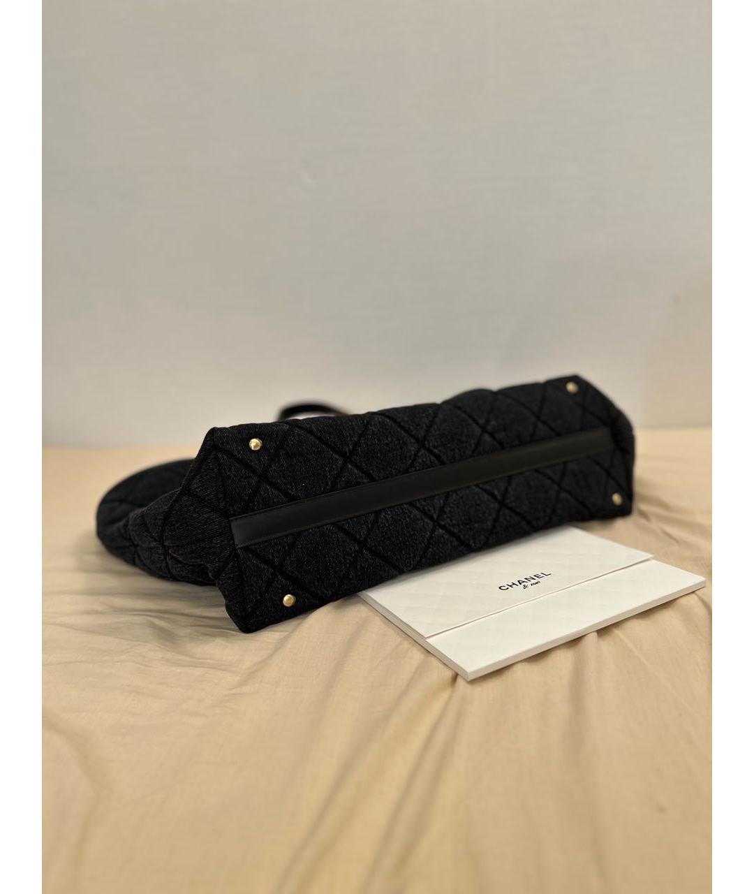 CHANEL Черная деним сумка тоут, фото 6