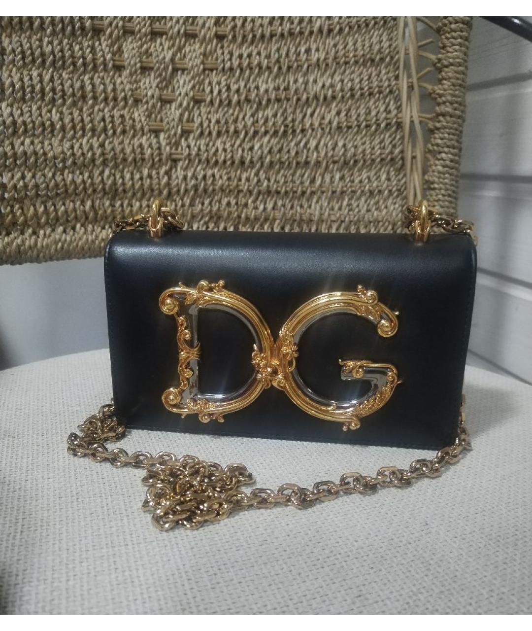 DOLCE&GABBANA Черная кожаная сумка через плечо, фото 10