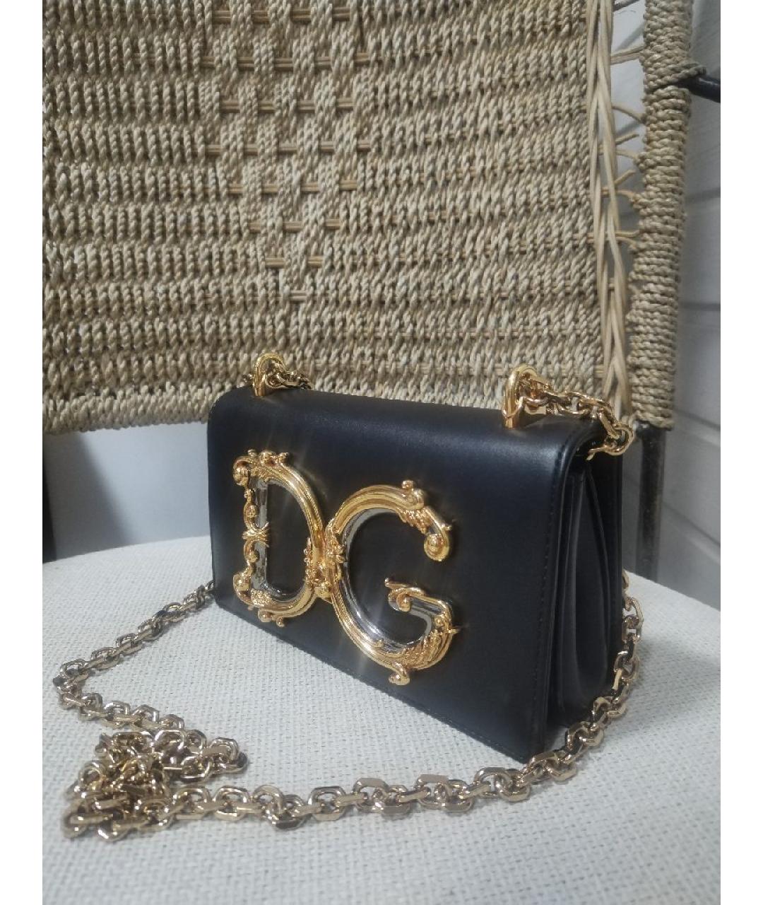 DOLCE&GABBANA Черная кожаная сумка через плечо, фото 3