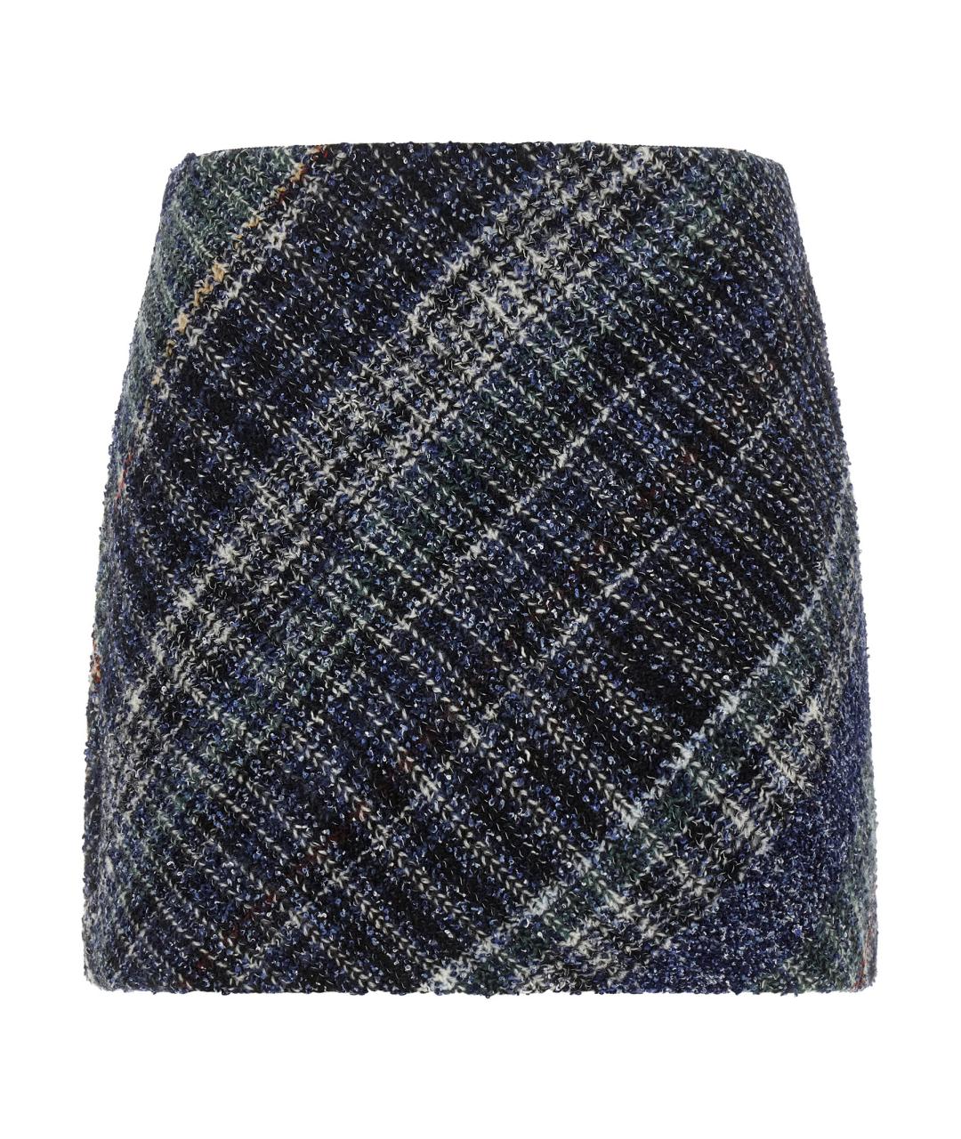 MISSONI Синяя шерстяная юбка мини, фото 1