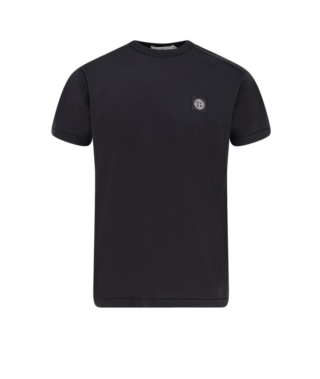 STONE ISLAND Черная хлопковая футболка, фото 1