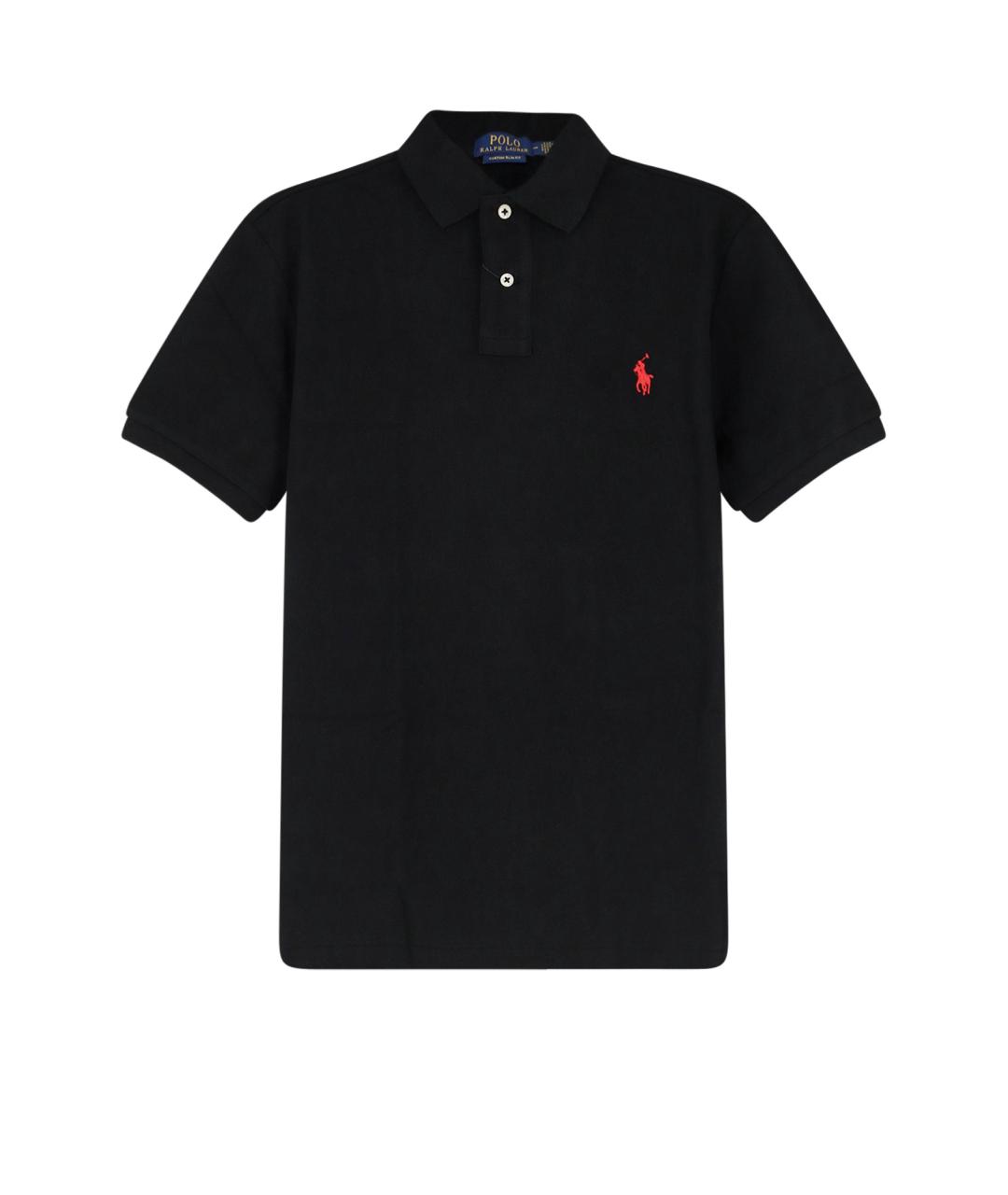 POLO RALPH LAUREN Черное хлопковое поло с коротким рукавом, фото 1