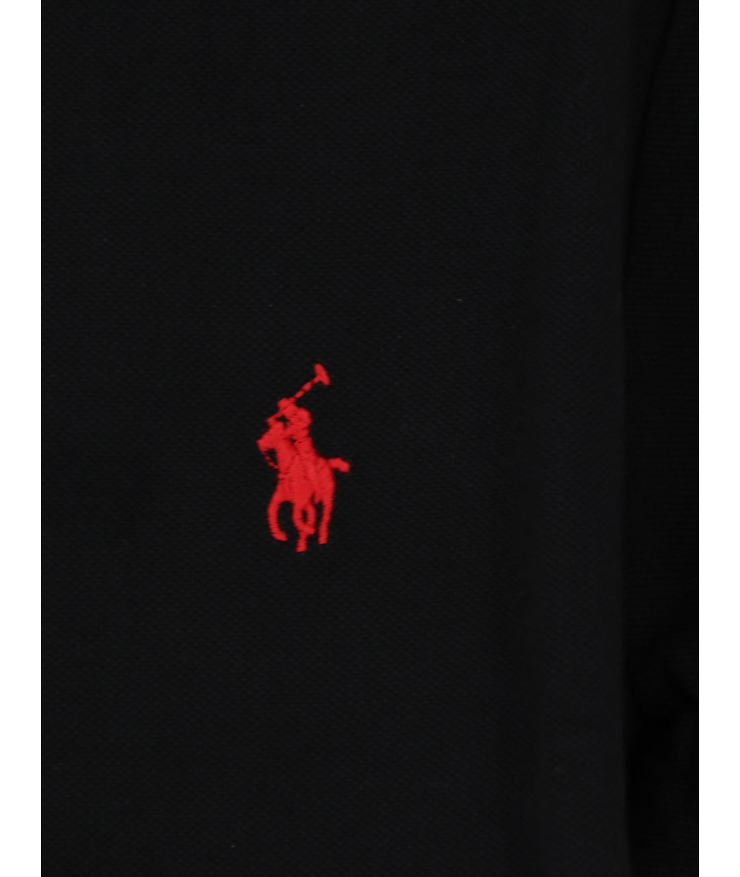 POLO RALPH LAUREN Черное хлопковое поло с коротким рукавом, фото 3