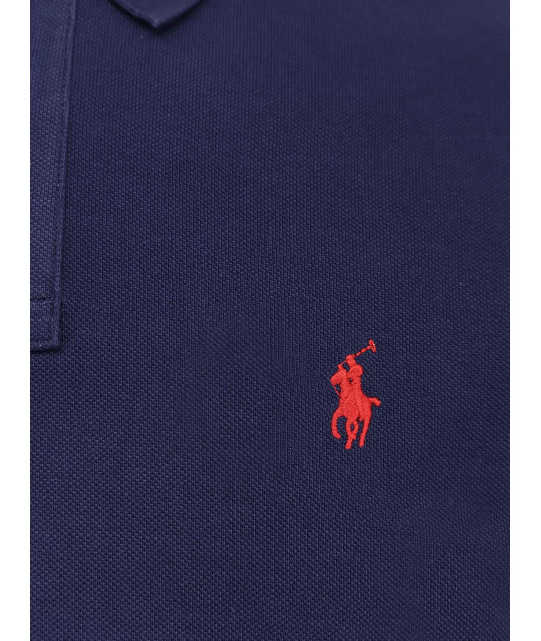 POLO RALPH LAUREN Синее хлопковое поло с коротким рукавом, фото 3