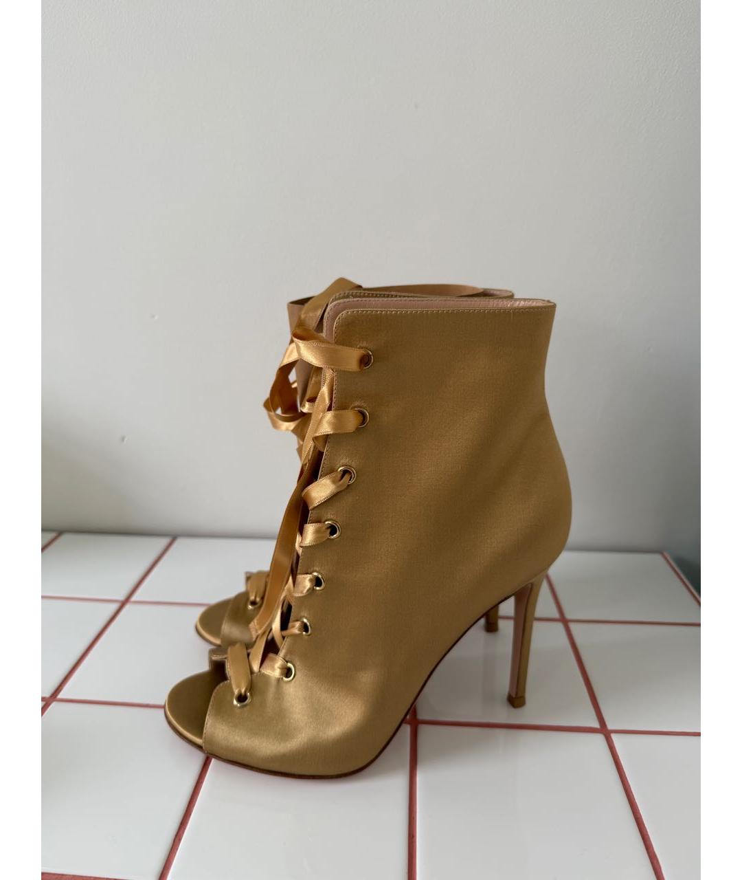 GIANVITO ROSSI Золотые кожаные ботильоны, фото 4