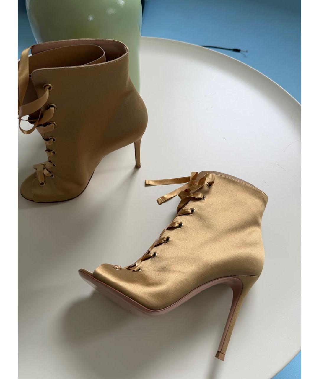 GIANVITO ROSSI Золотые кожаные ботильоны, фото 7