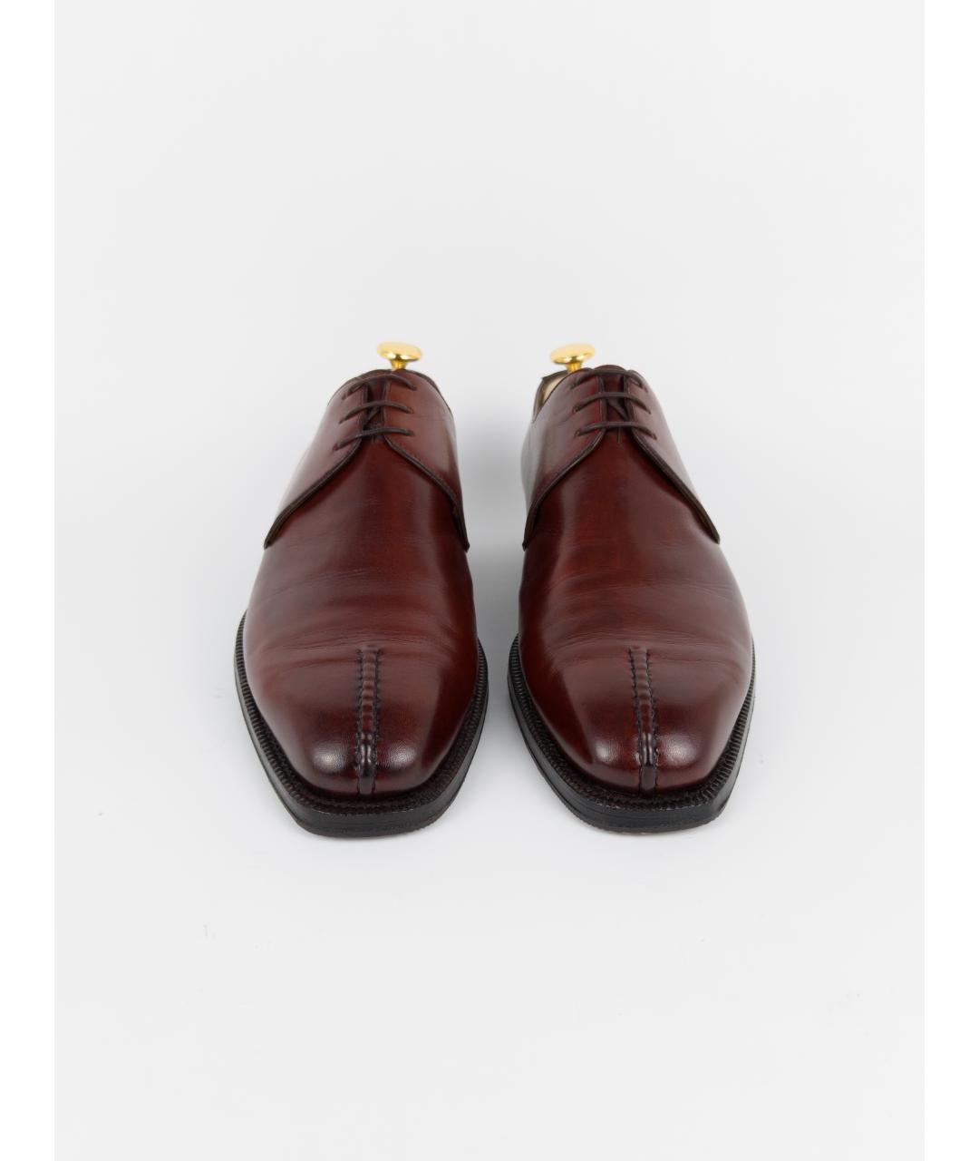 BRIONI Бордовые кожаные туфли, фото 5