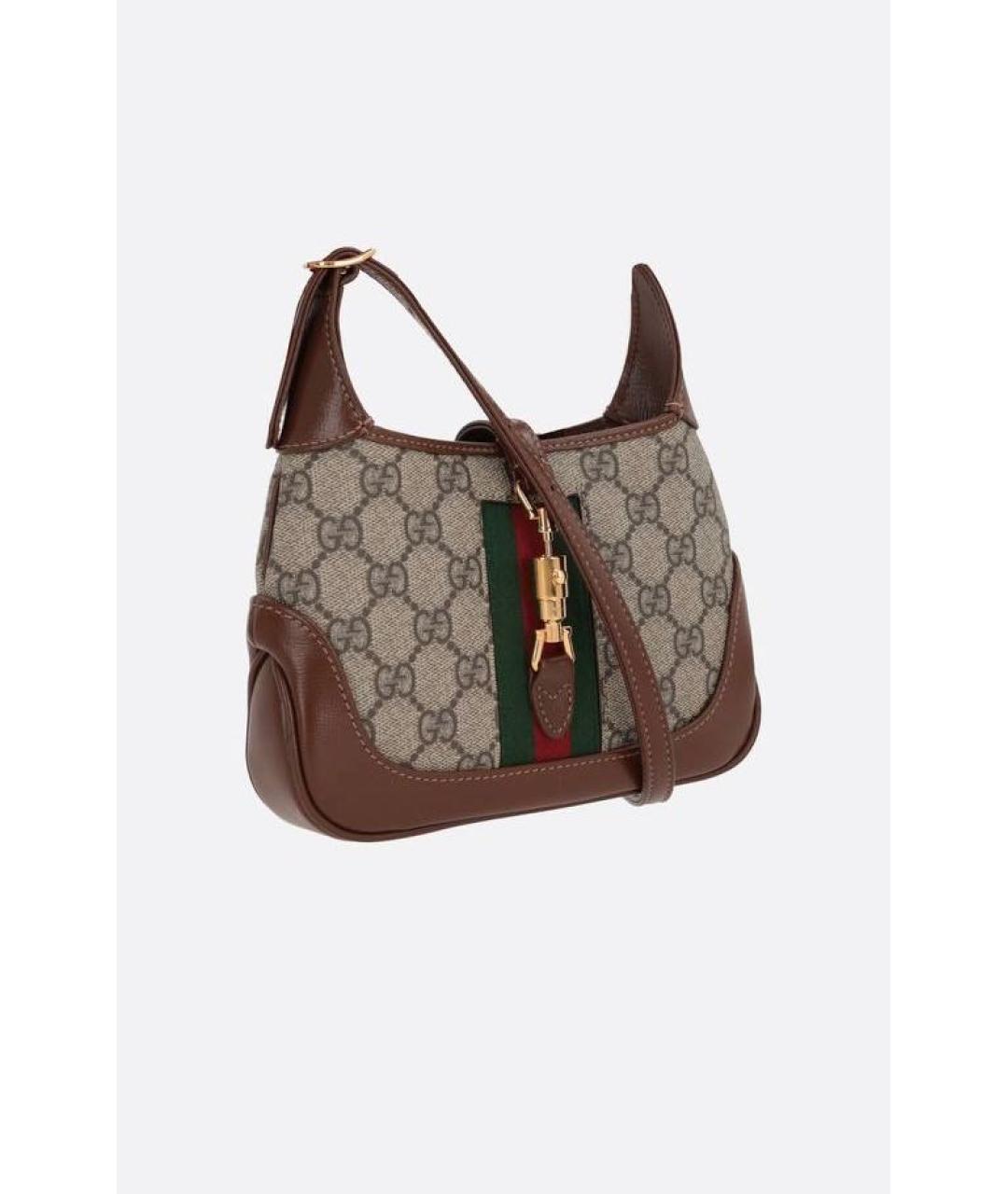 GUCCI Коричневая канва сумка с короткими ручками, фото 3