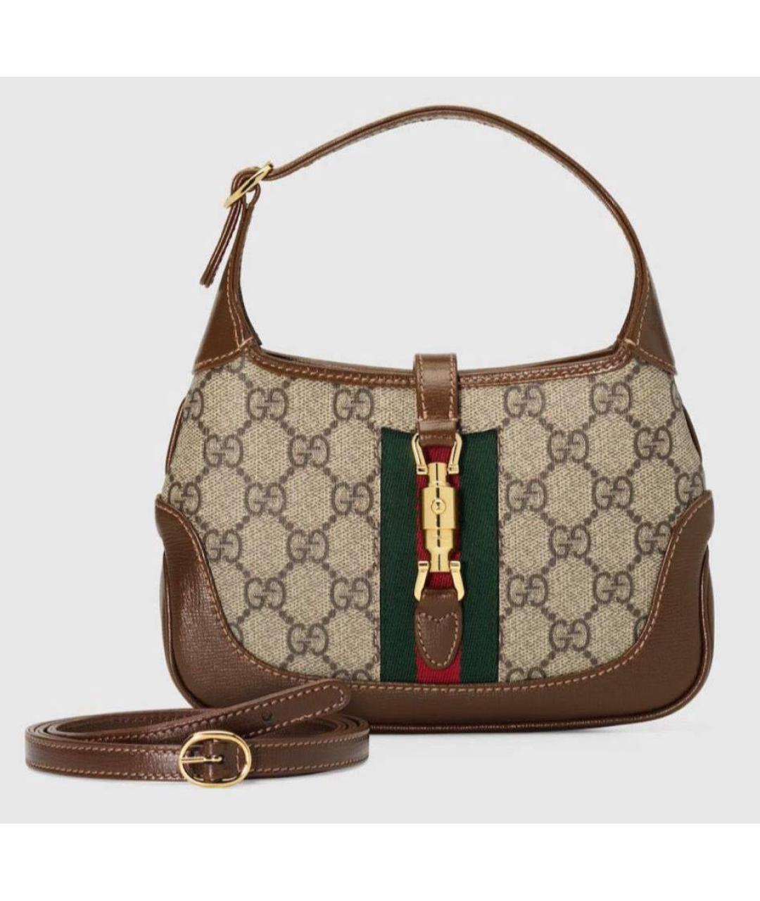GUCCI Коричневая канва сумка с короткими ручками, фото 5