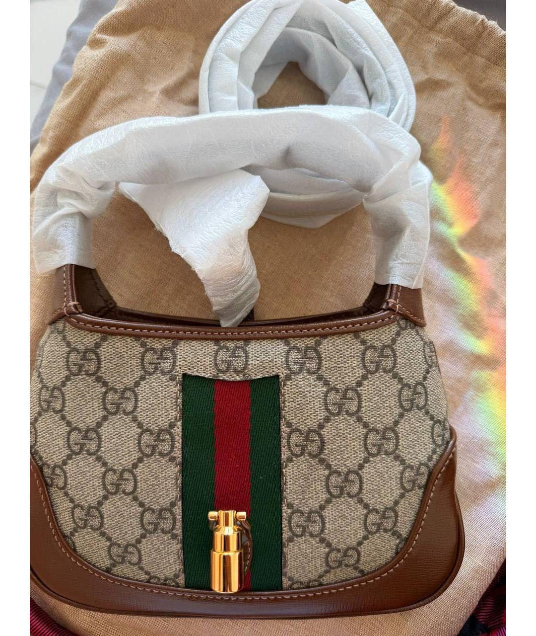 GUCCI Коричневая канва сумка с короткими ручками, фото 2