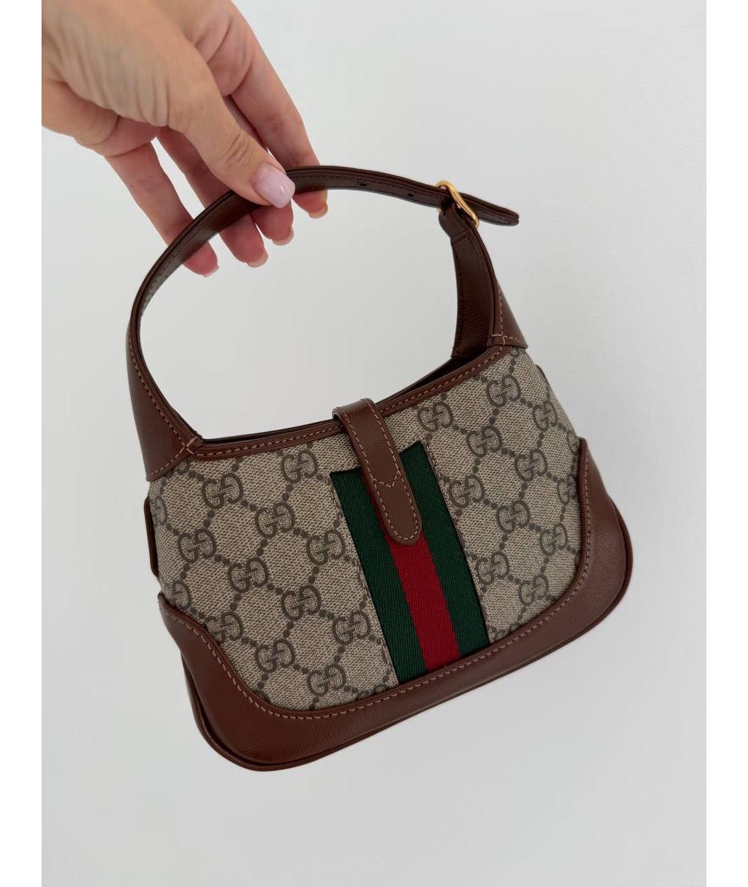 GUCCI Коричневая канва сумка с короткими ручками, фото 4