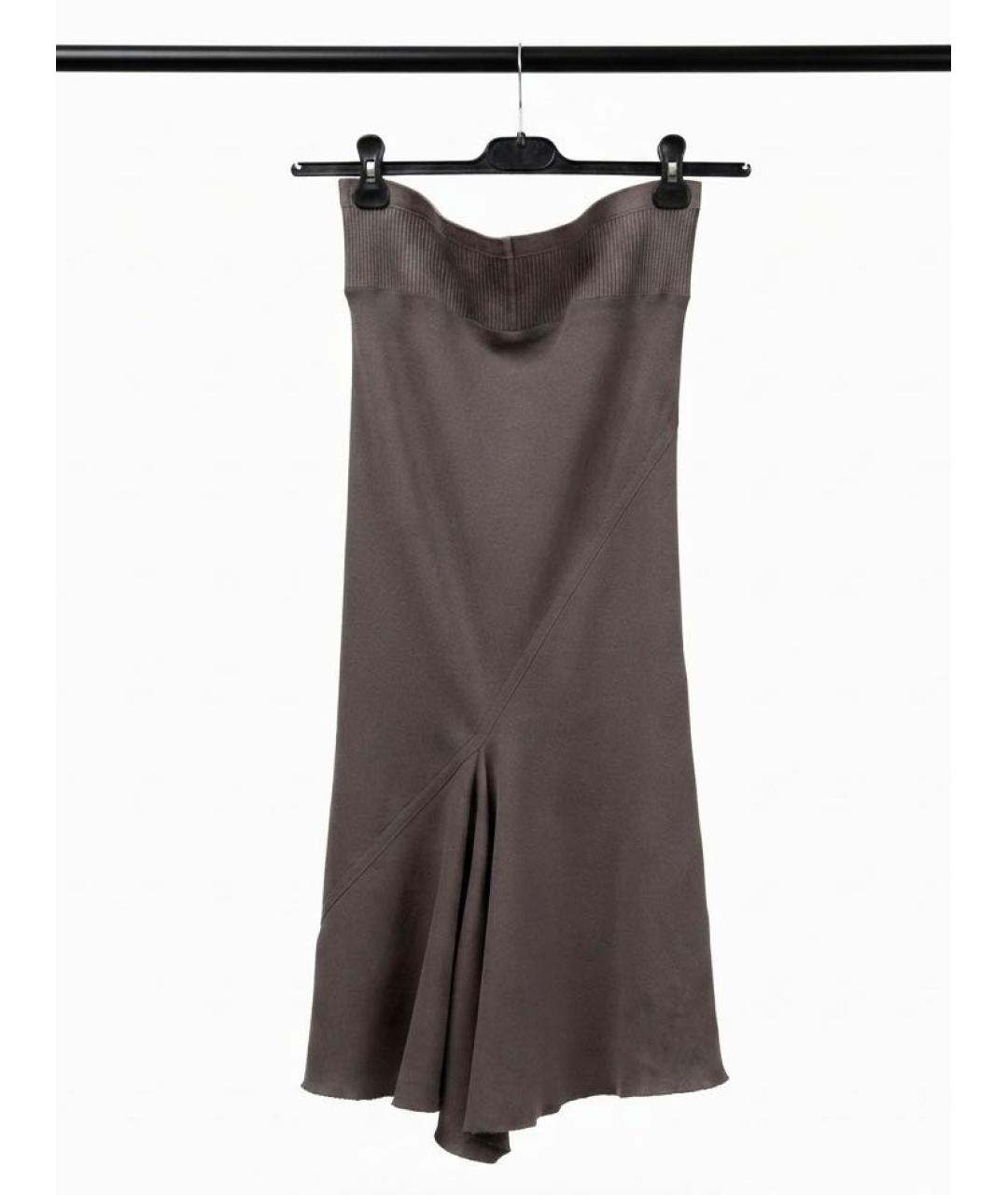 RICK OWENS Коричневая хлопковая юбка миди, фото 3
