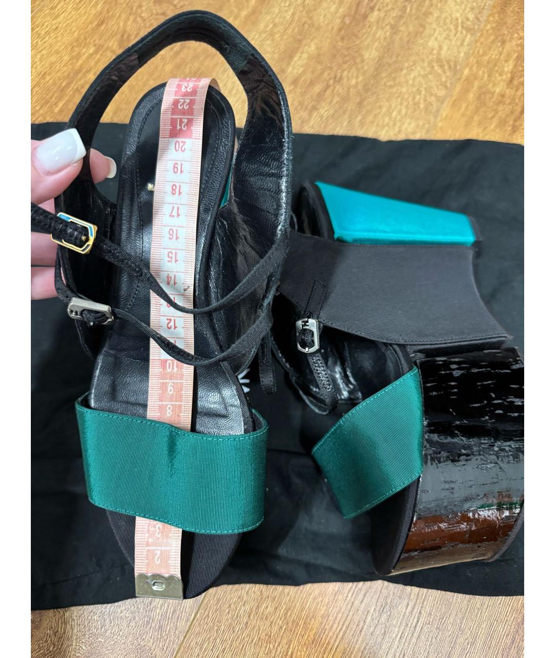 FENDI Синие текстильные босоножки, фото 3
