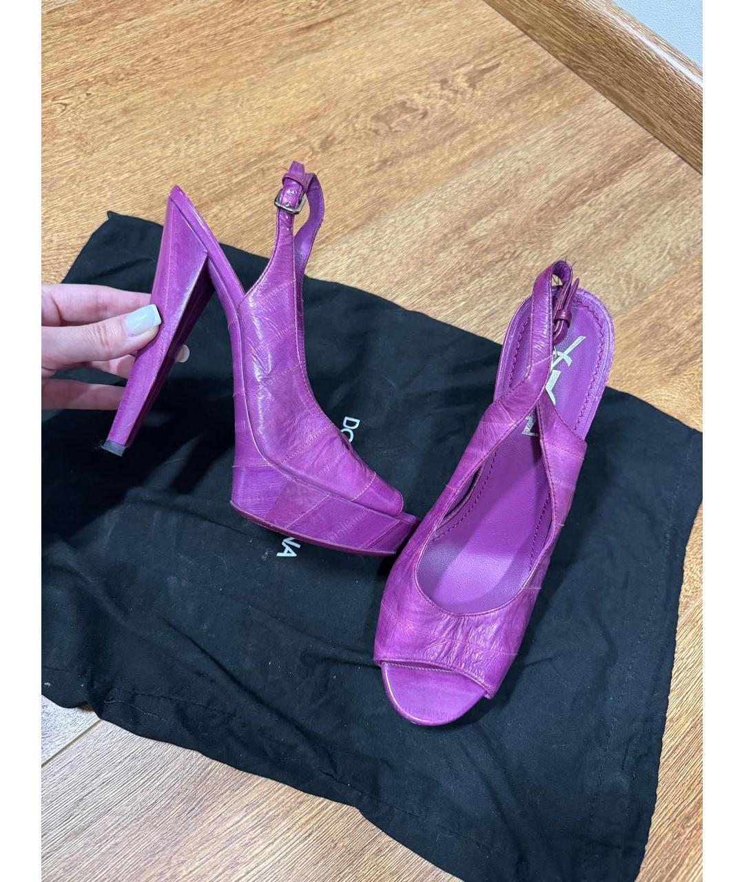 SAINT LAURENT Фиолетовые босоножки из экзотической кожи, фото 1