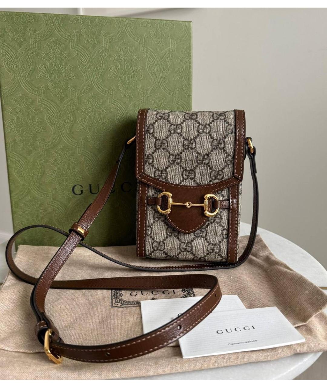 GUCCI Коричневая канва сумка через плечо, фото 7