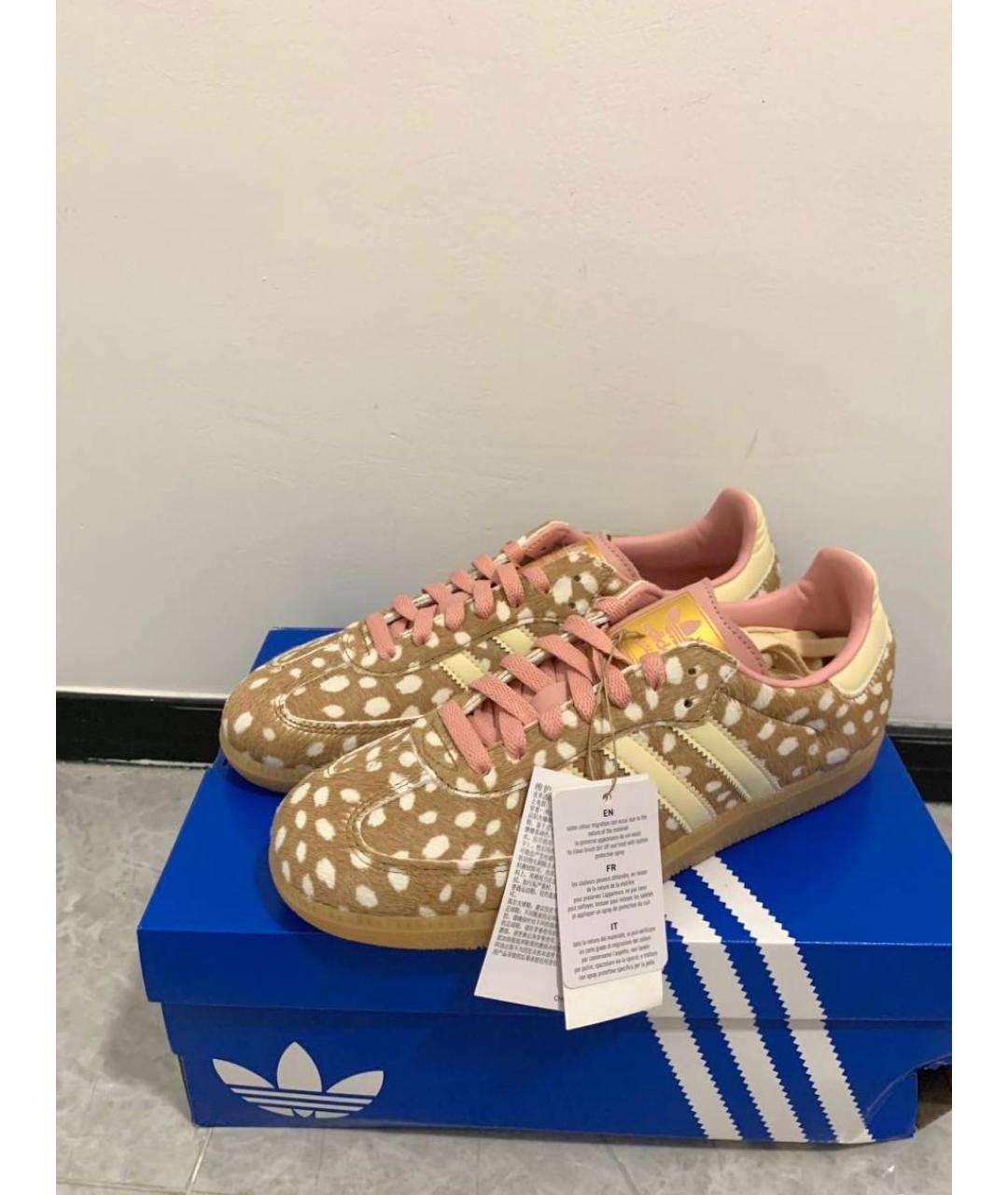 ADIDAS Бежевые кожаные кеды, фото 5