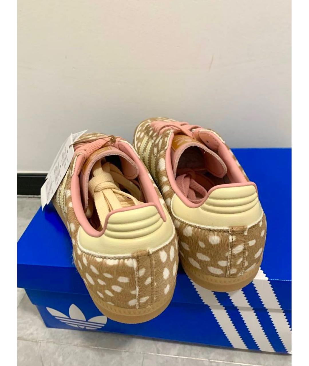 ADIDAS Бежевые кожаные кеды, фото 4