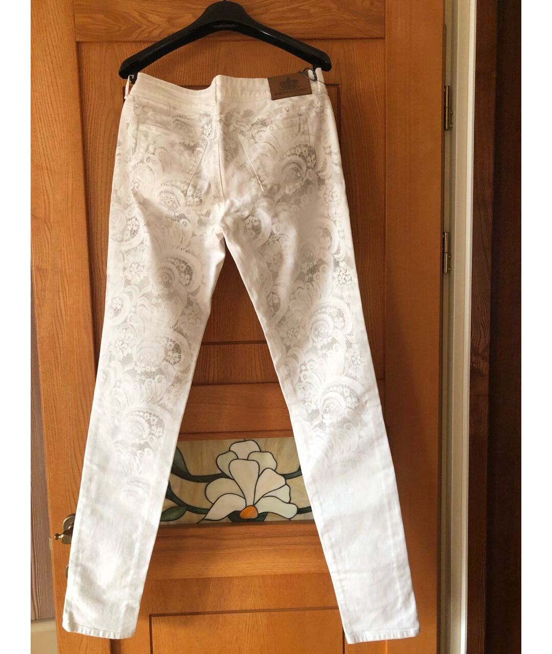 ERMANNO SCERVINO Белые хлопко-эластановые джинсы слим, фото 3