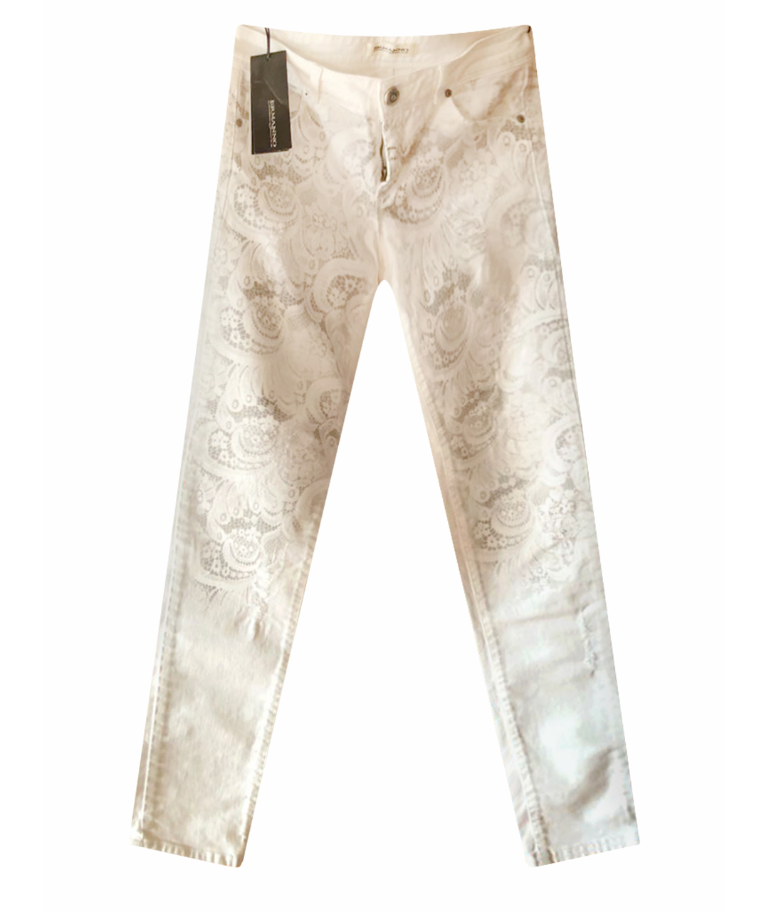 ERMANNO SCERVINO Белые хлопко-эластановые джинсы слим, фото 1