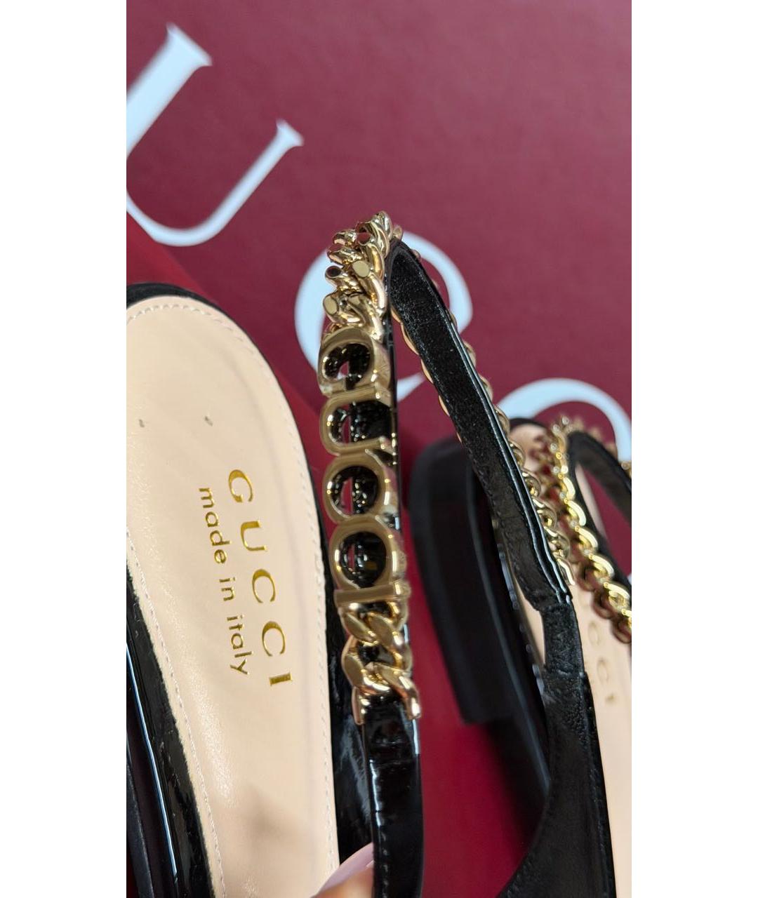 GUCCI Черные туфли из лакированной кожи, фото 4