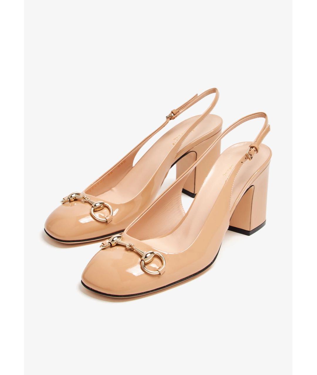 GUCCI Бежевые туфли из лакированной кожи, фото 2