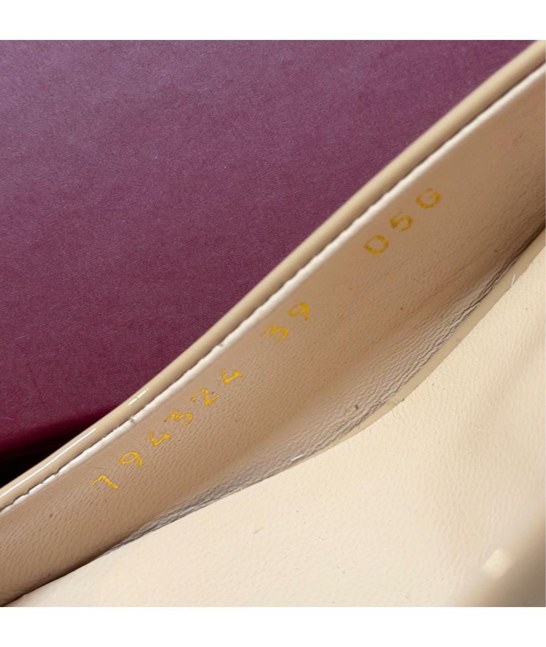 GUCCI Бежевые туфли из лакированной кожи, фото 6