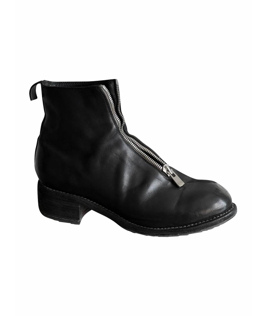 GUIDI Черные кожаные высокие ботинки, фото 1