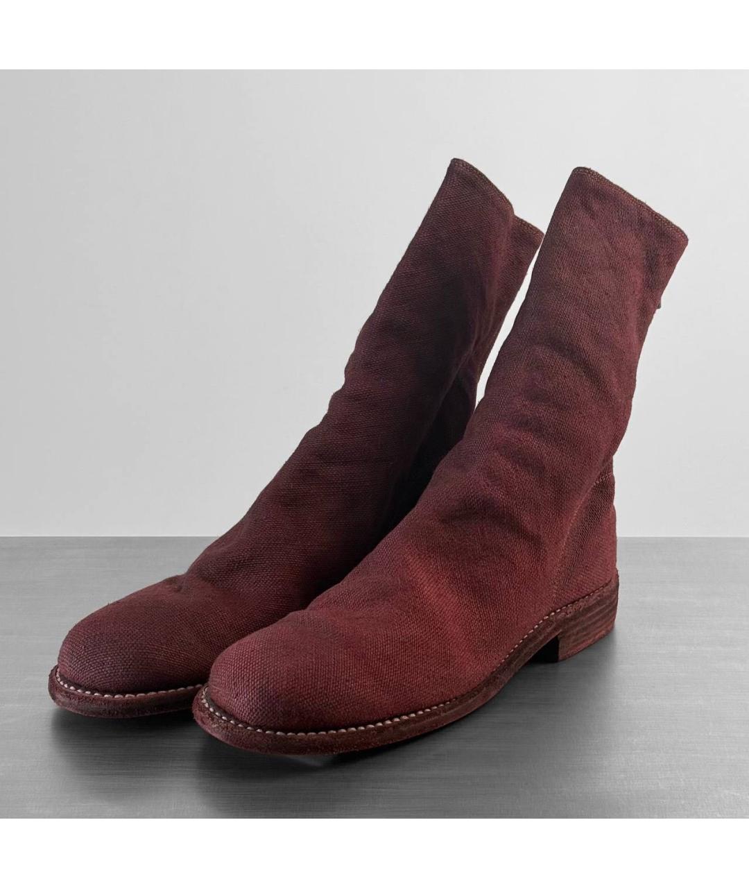 GUIDI Красные кожаные высокие ботинки, фото 2