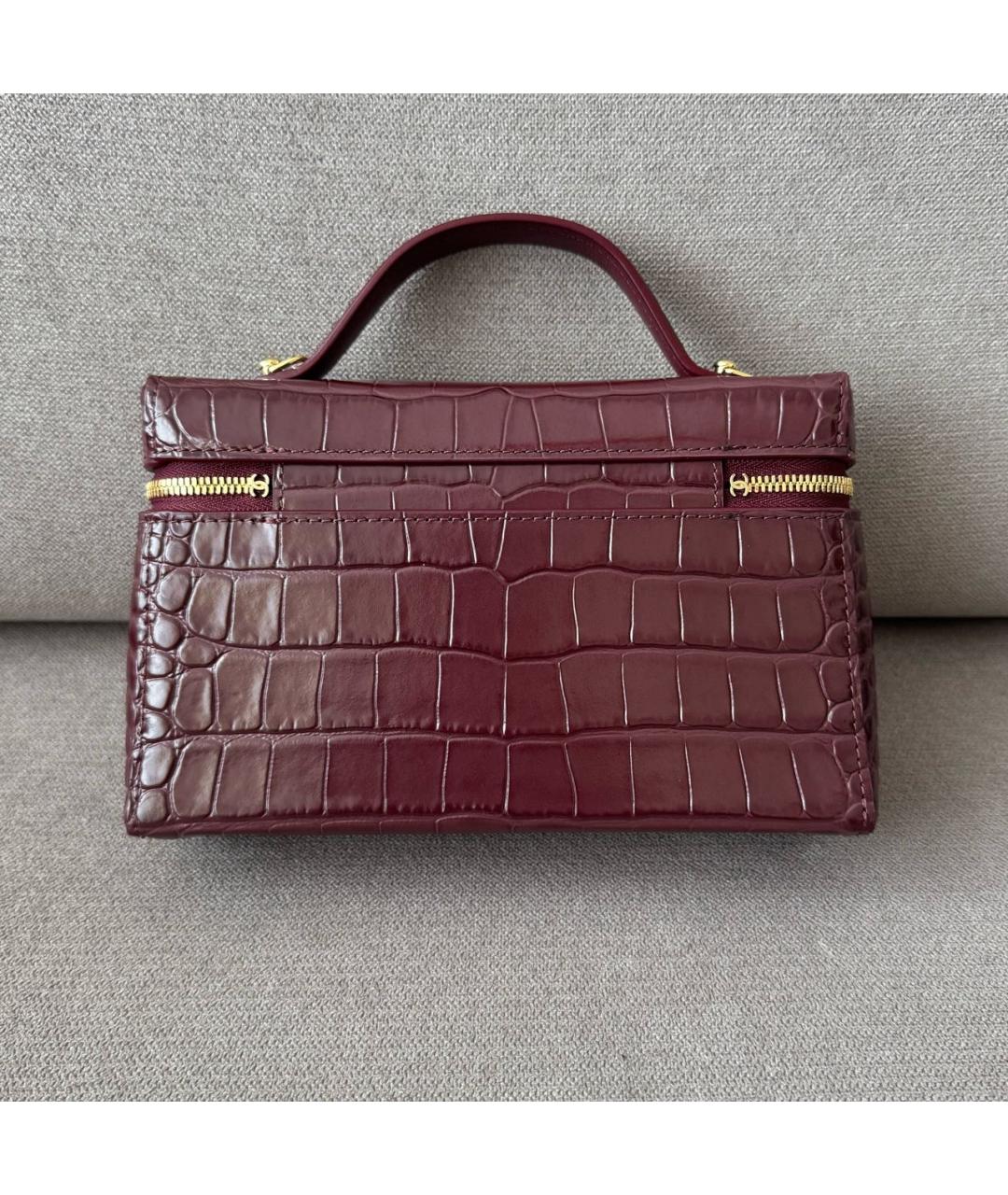 CHANEL Бордовая кожаная сумка через плечо, фото 4