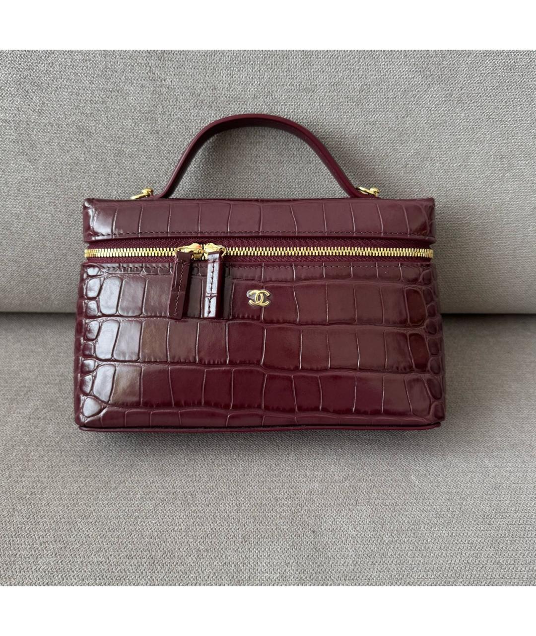 CHANEL Бордовая кожаная сумка через плечо, фото 2