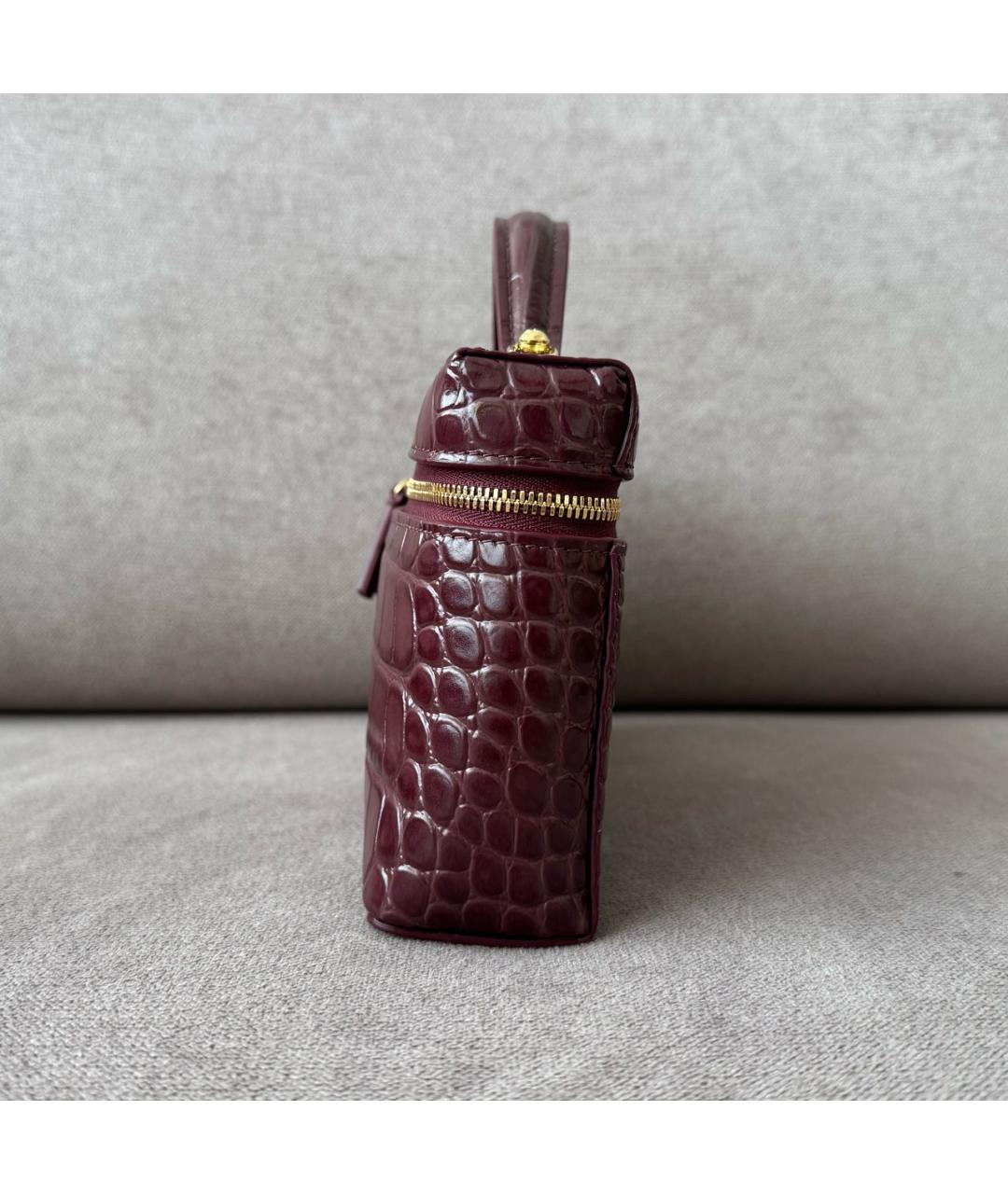 CHANEL Бордовая кожаная сумка через плечо, фото 5