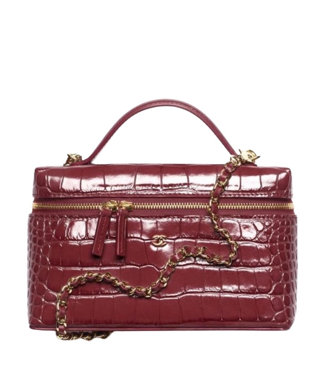 CHANEL Бордовая кожаная сумка через плечо, фото 1