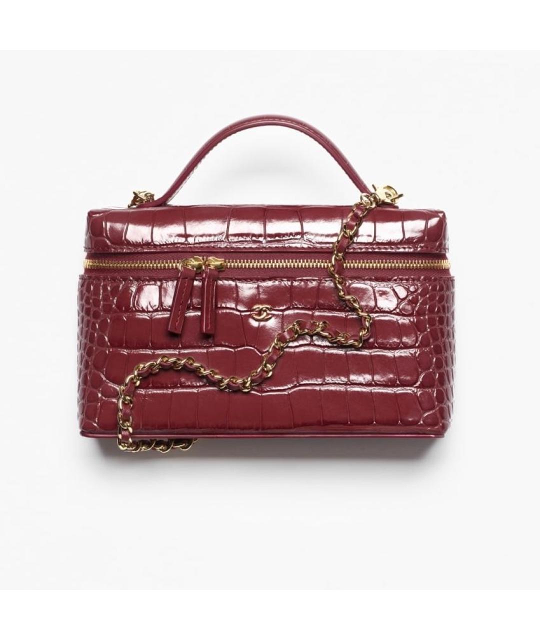 CHANEL Бордовая кожаная сумка через плечо, фото 9