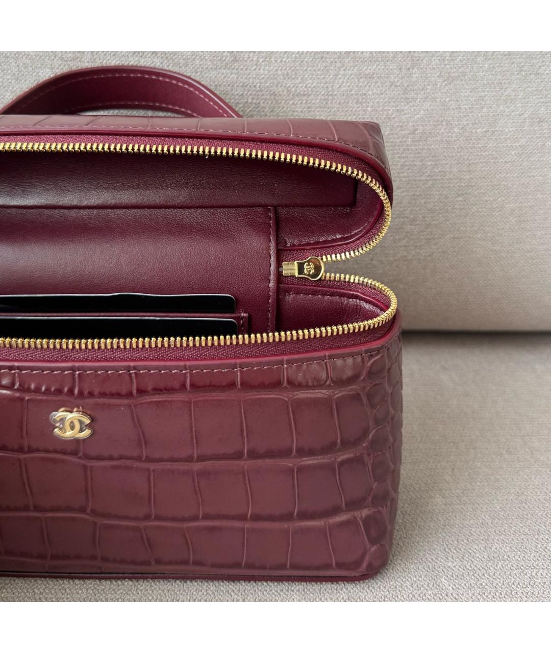 CHANEL Бордовая кожаная сумка через плечо, фото 7