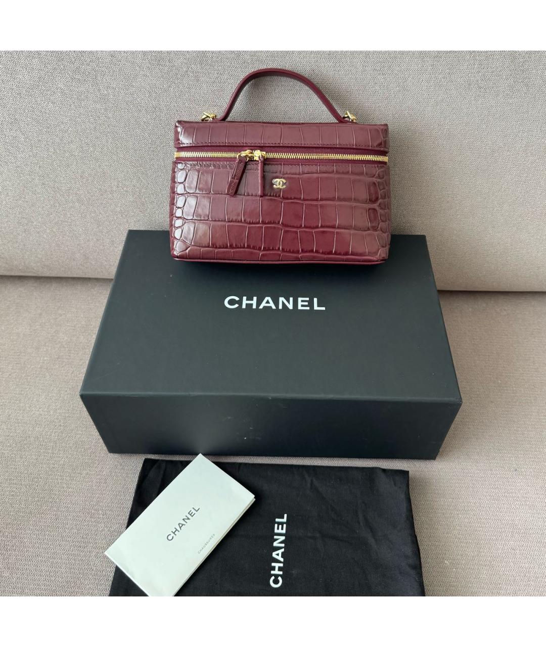 CHANEL Бордовая кожаная сумка через плечо, фото 8