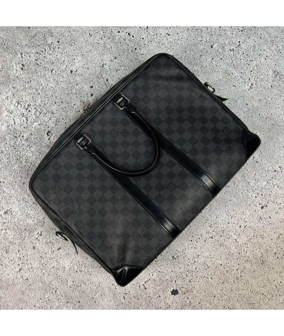 LOUIS VUITTON Черный канва портфель, фото 2
