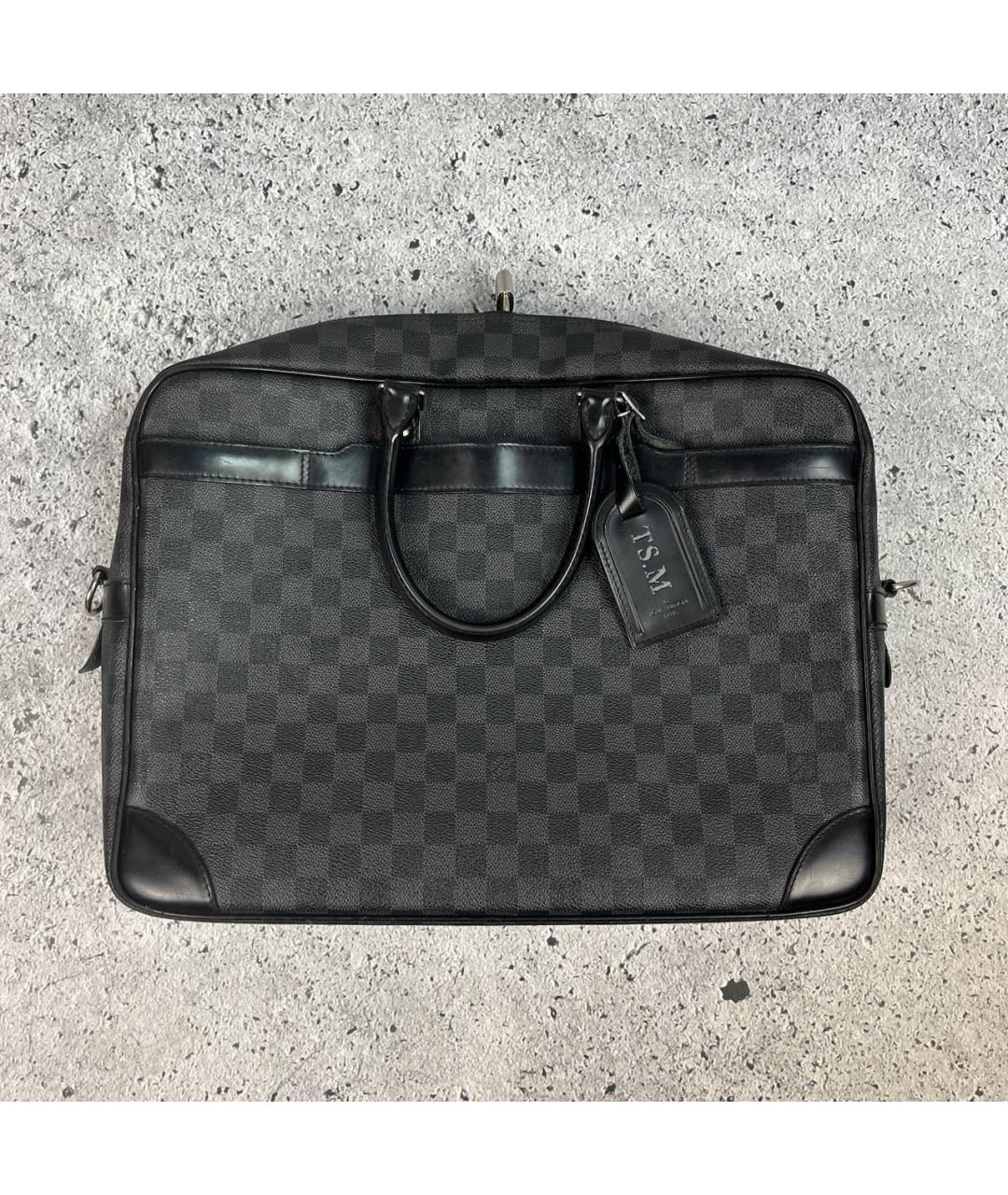 LOUIS VUITTON Черный канва портфель, фото 9