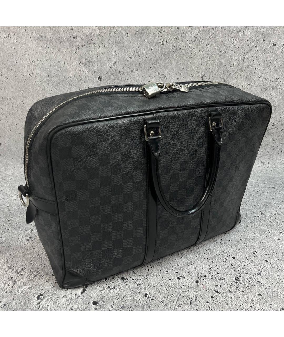 LOUIS VUITTON Черный канва портфель, фото 3