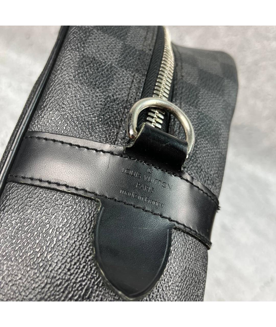 LOUIS VUITTON Черный канва портфель, фото 4