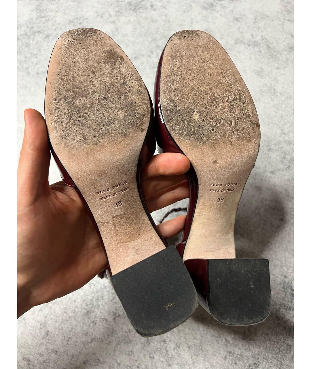 RED VALENTINO Бордовые туфли из лакированной кожи, фото 7